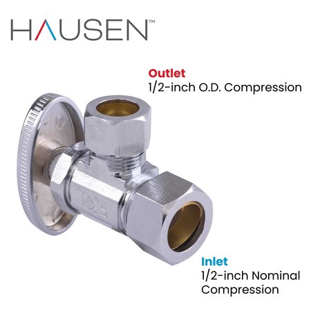 Hausen 1/2 in. Nominal Compression Inlet x 1/2 in. O.D. Compression Outlet Multi-Turn Angle Valve, 5PK HA-SS115-5